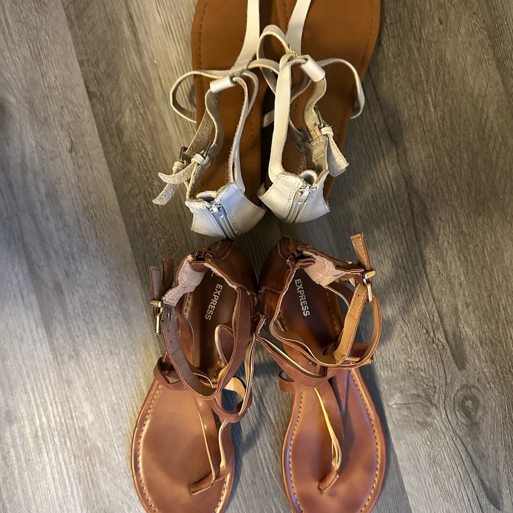 Express Brown and White Sandals - Picture 2 of 12